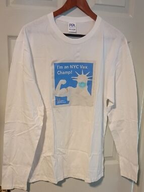 FA White Long-Sleeve Shirt with Blue Graphic